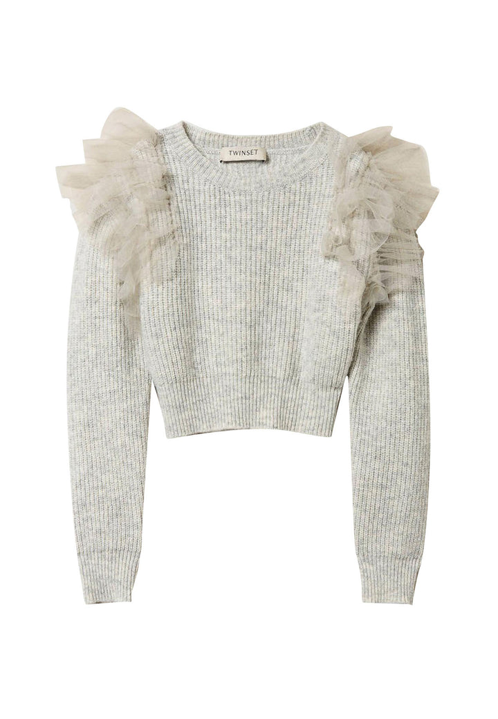 ViaMonte Shop | Twinset maglia grigio melange bambina in misto lana