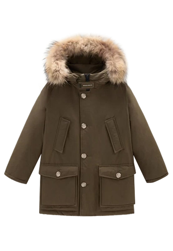 ViaMonte Shop | Woolrich kids giubbino Arctic Detachable Fur Parka verde bambino in tessuto Ramar