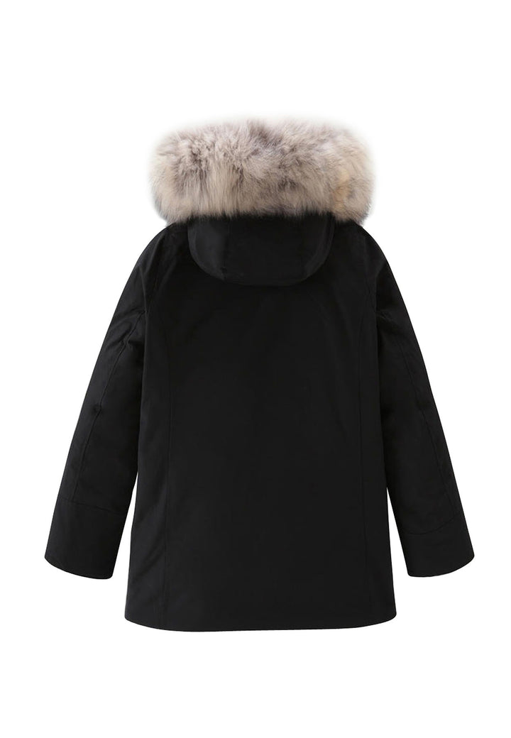 ViaMonte Shop | Woolrich kids giubbino Arctic Raccoon Parka nero bambina in tessuto Ramar Cloth