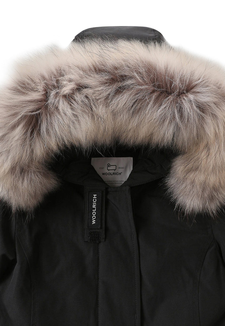 ViaMonte Shop | Woolrich kids giubbino Arctic Raccoon Parka nero bambina in tessuto Ramar Cloth