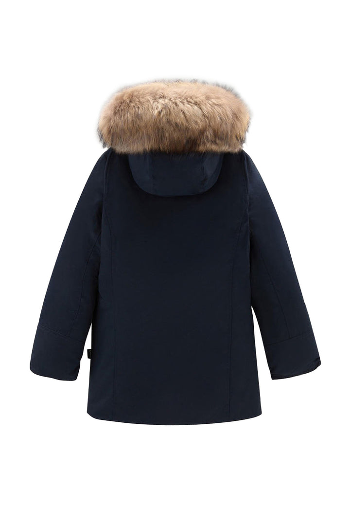 ViaMonte Shop | Woolrich kids giubbino Arctic Raccoon Parka bialu bambina in tessuto Ramar Cloth