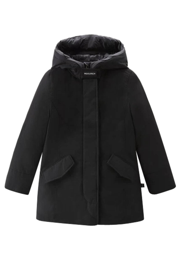 ViaMonte Shop | Woolrich kids giubbino Arctic Parka nero bambina in tessuto Ramar Cloth