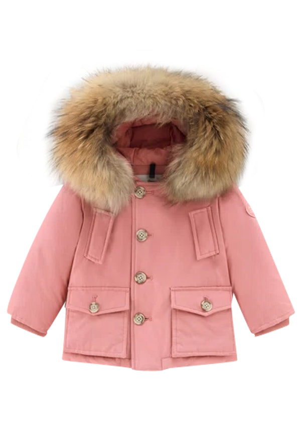 ViaMonte Shop | Woolrich kids giubbino My First Parka rosa neonata in tessuto Ramar Cloth