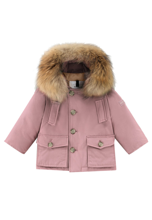 Woolrich kids giubbino My First Parka rosa neonata in tessuto Ramar Cloth