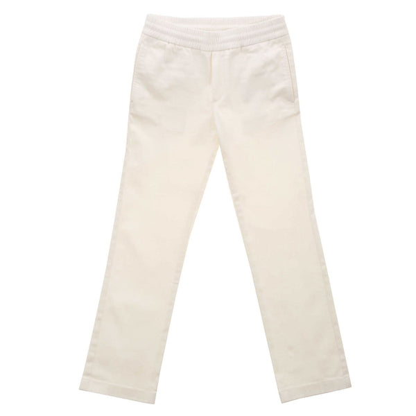 ViaMonte Shop | Moncler Enfant pantalone bambino in twill di cotone stretch panna