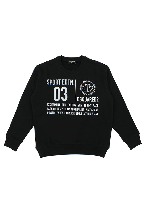 Dsquared2 Sport Edtn.03 felpa bambino nera in cotone