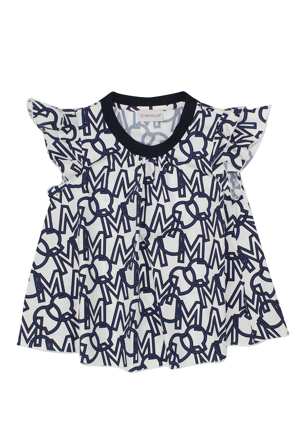 Moncler Enfant t-shirt bambina stampa logo all over in cotone