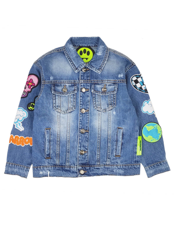 Barrow giubbino blu chiaro bambino in denim di cotone