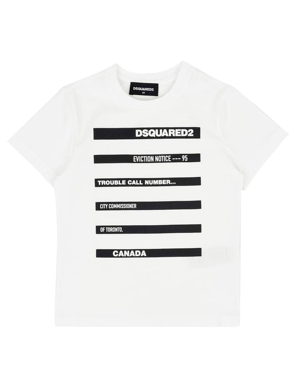 Dsquared2 t-shirt bianca bambino in jersey di cotone