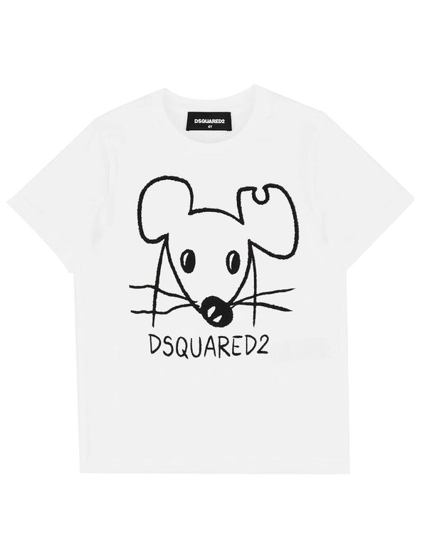 Dsquared2 t-shirt bambino bianca in jersey di cotone