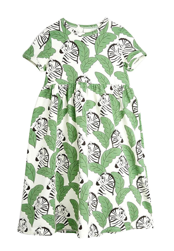 인쇄 유기농면의 미니 로디니 크림 드레스 소녀