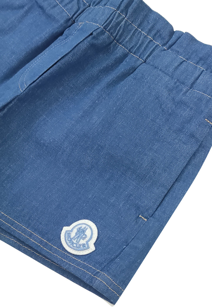 ViaMonte Shop | Moncler Enfant shorts blu neonata in denim di cotone