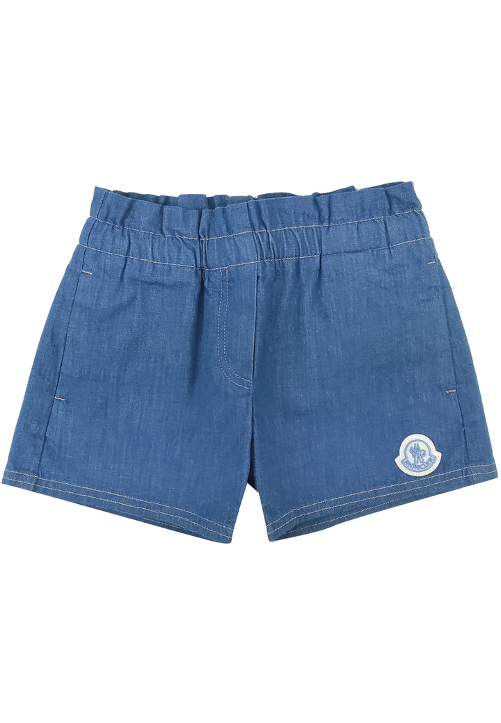 ViaMonte Shop | Moncler Enfant shorts blu neonata in denim di cotone