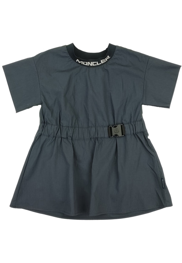 ViaMonte Shop | Moncler Enfant abito blu bambina in popeline di cotone