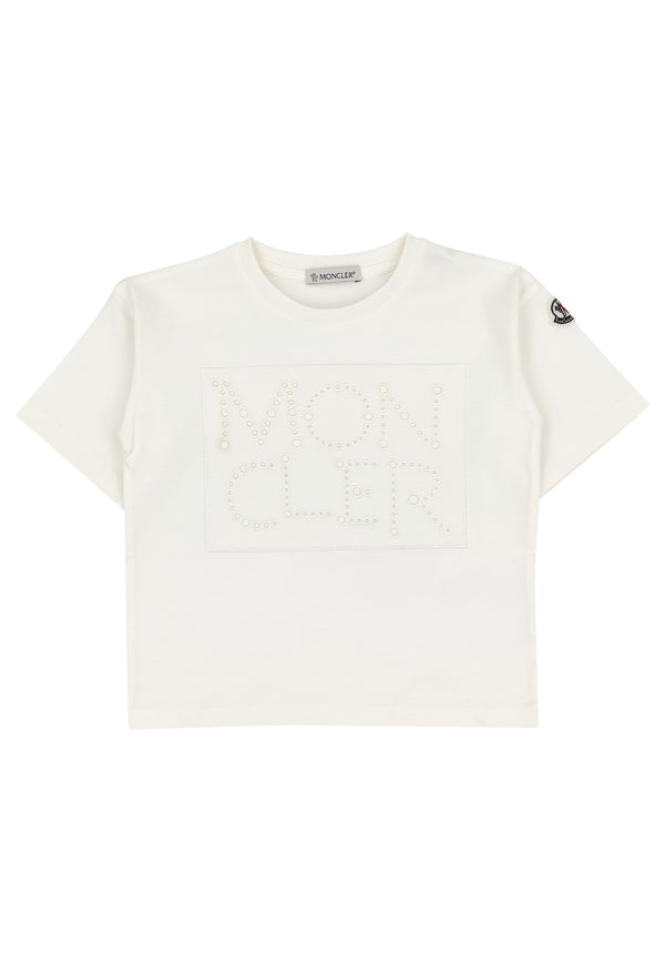 ViaMonte Shop | Moncler Enfant t-shirt panna bambina in jersey di cotone