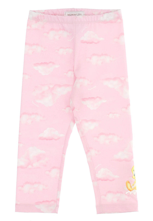 Monnalisa bambina leggings in jersey di cotone stampa nuvole