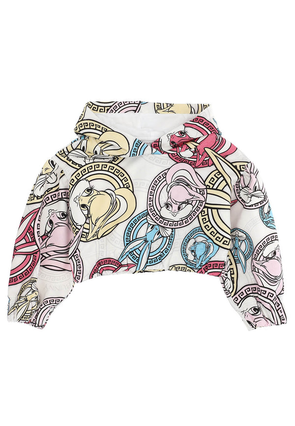 Monnalisa white girl sweatshirt in printed cotton