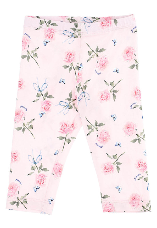 Monnalisa leggings rosa neonata in jersey di cotone stampato