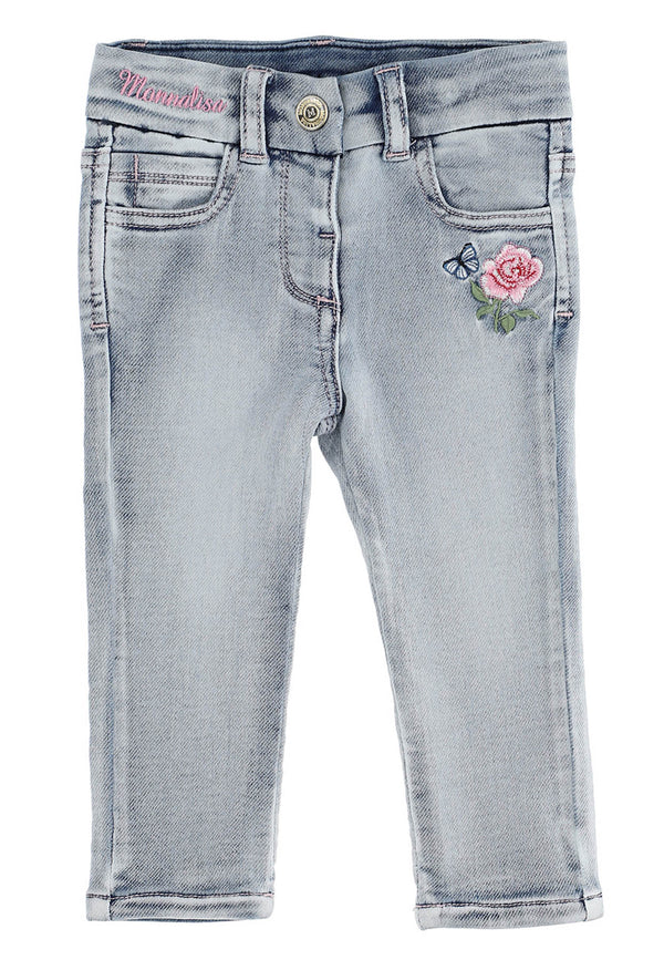 Monnalisa jeans baby cotton jeans with embroidery