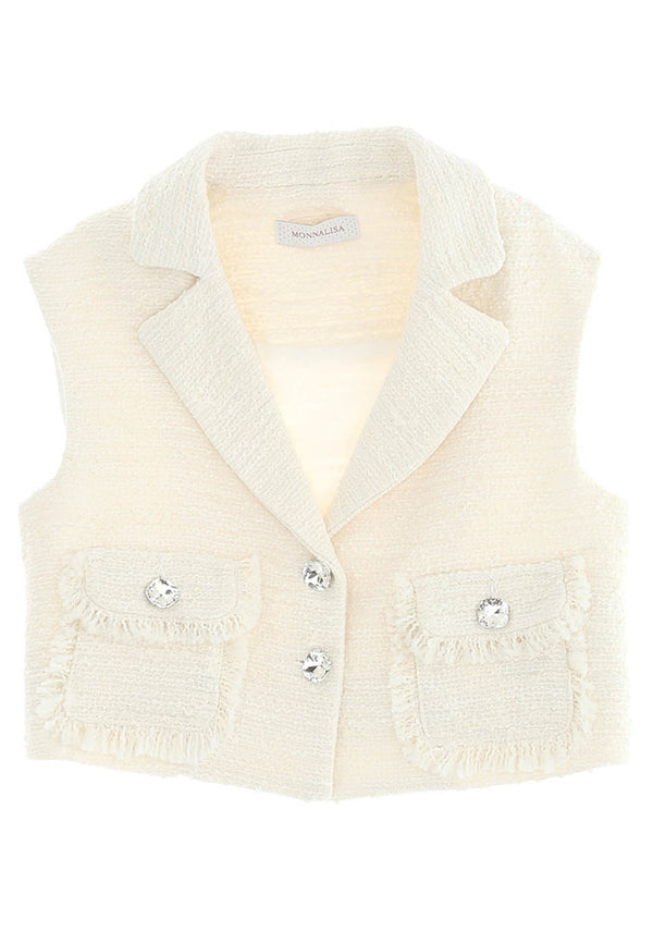 Monnalisa gilet bambina in boucle' panna