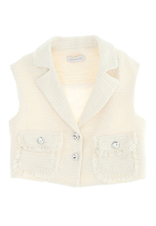 Monnalisa gilet ragazza in boucle' panna