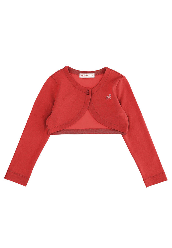 비스코스에있는 Monnalisa Red Cardigan 셔츠 소녀