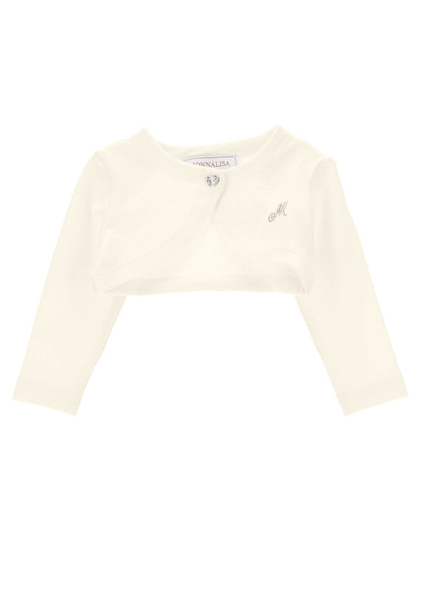 Monnalisa maglia cardigan bianco neonata in viscosa