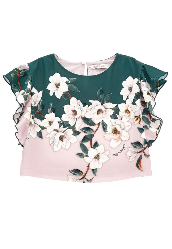 Monnalisa top cropped verde bambina