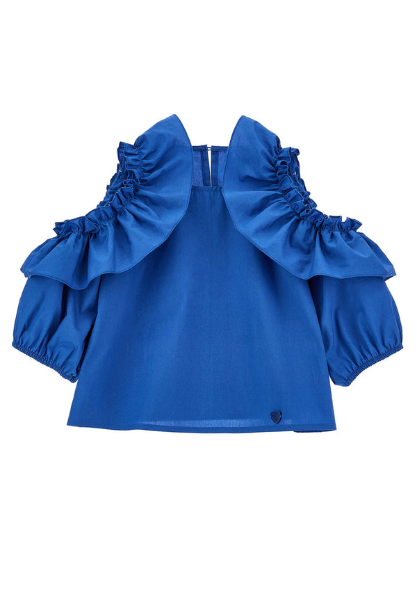 Monnalisa top blu ragazza in cotone