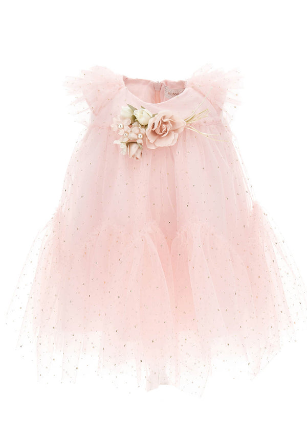 Monnalisa pink newborn tulle dress