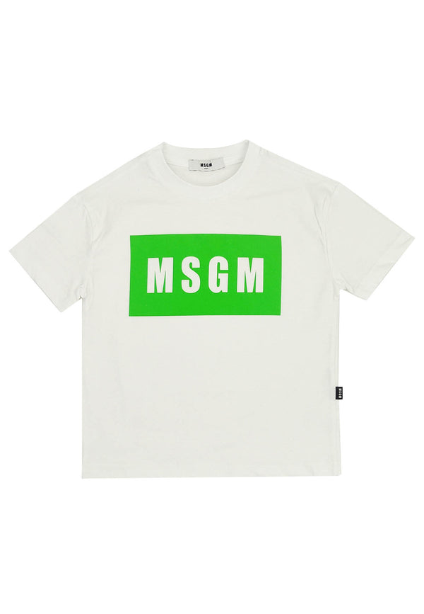 MSGM KID T恤白色儿童在棉泽西岛