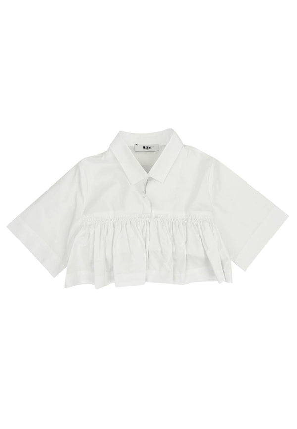 Msgm kid white shirt girl in cotton popelines