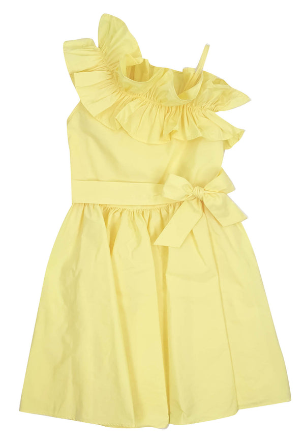 Msgm yellow girl dress in taffeta