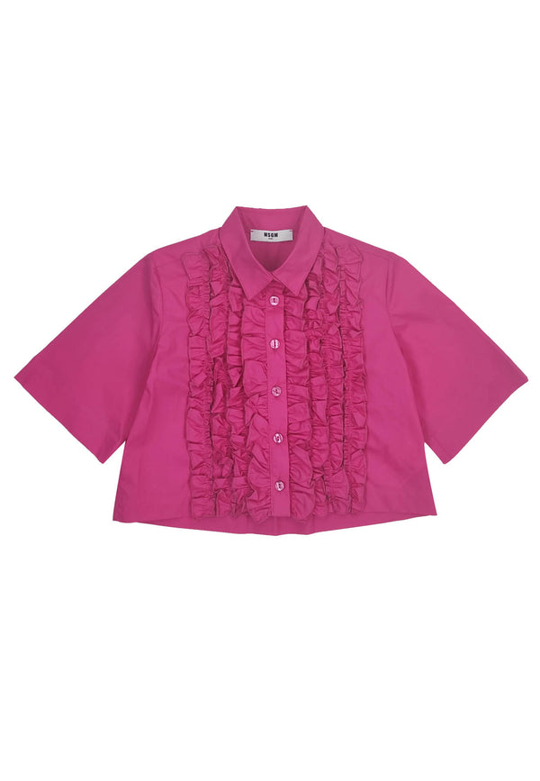 MSGM camicia fucsia bambina in popeline di cotone