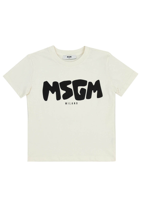 MSGM 키드 티셔츠 베이비 크림 면화 저지