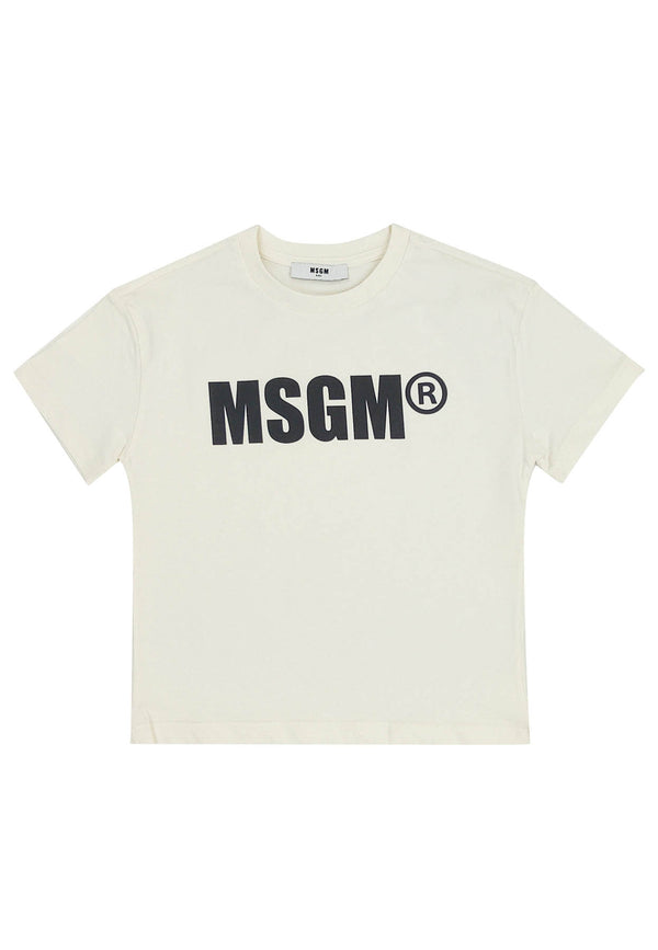 MSGM 키드 티셔츠 베이비 크림 면화 저지