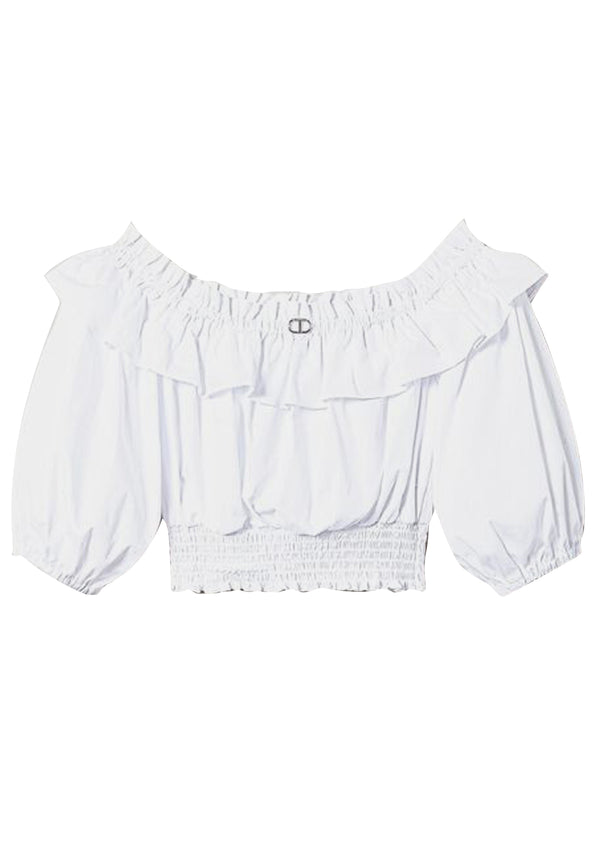 ViaMonte Shop | Twinset blusa bianca ragazza in cotone