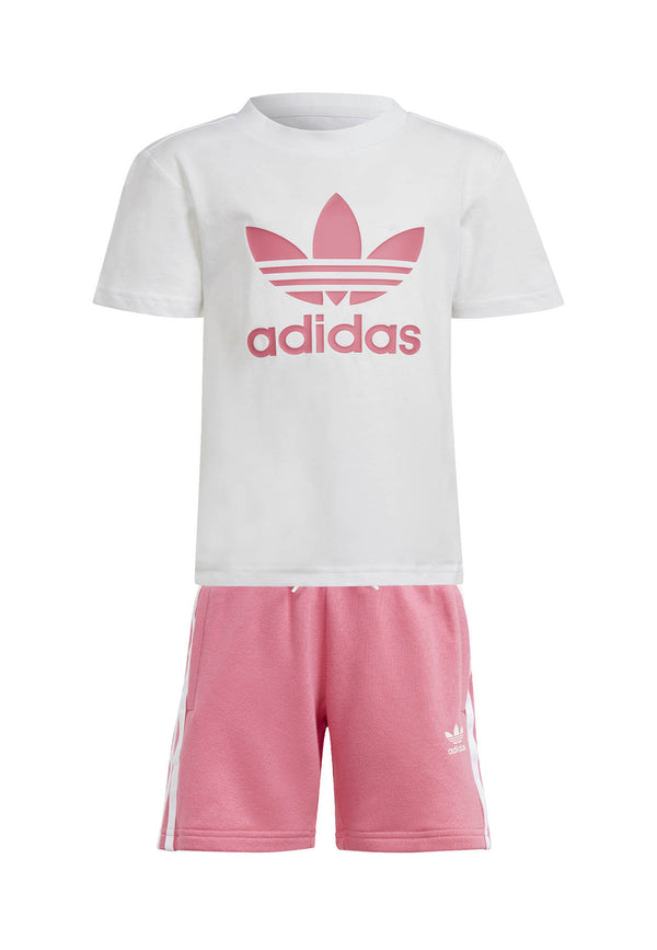 adidas完整的白色/粉红色女孩棉花