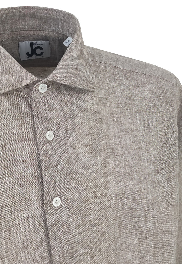 ViaMonte Shop | JCMan camicia marrone uomo in misto lino