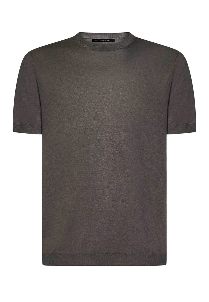 ViaMonte Shop | Low Brand maglia marrone uomo in lino e seta