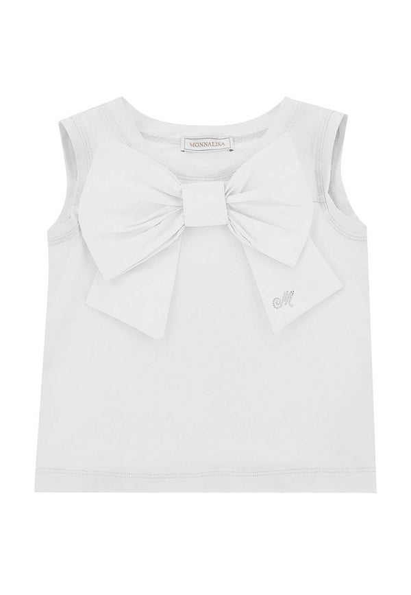 Monnalisa White Cotton Girl 티셔츠