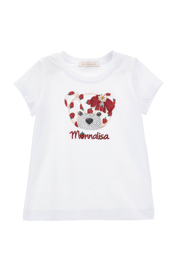 Monnalisa White Cotton Girl 티셔츠