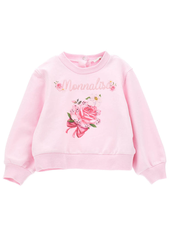 Monnalisa pink baby cotton sweatshirt
