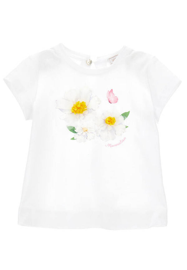 Monnalisa白色婴儿棉婴儿T恤