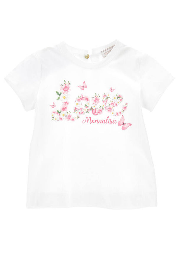 Monnalisa白色婴儿棉婴儿T恤