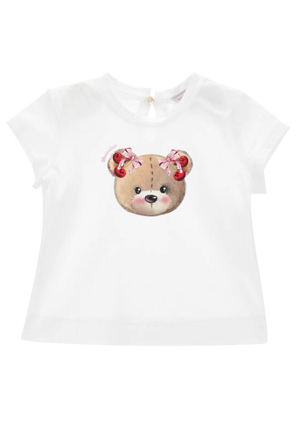Monnalisa White Baby Cotton Baby 티셔츠