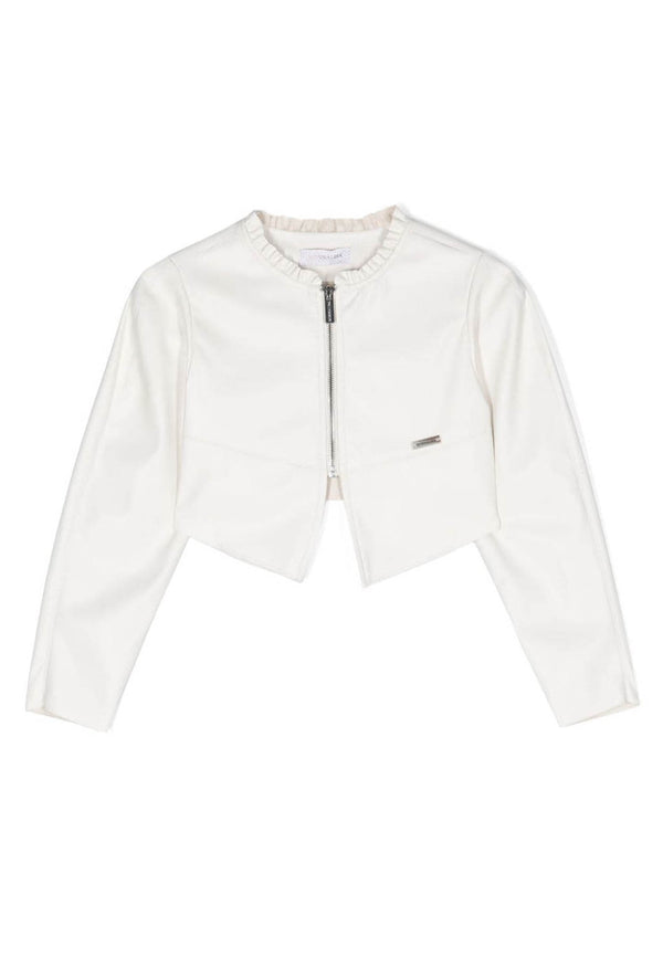 Monnalisa white jacket girl in spread fabric