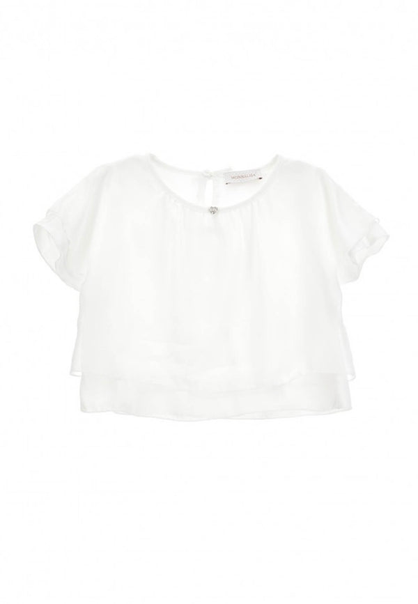 Monnalisa white satin girl t-shirt