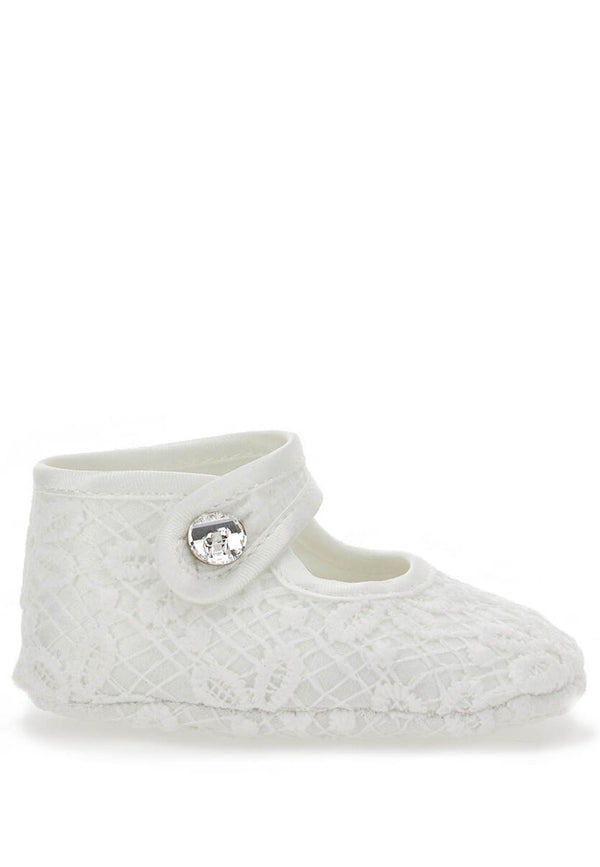 Monnalisa white shoes baby lace