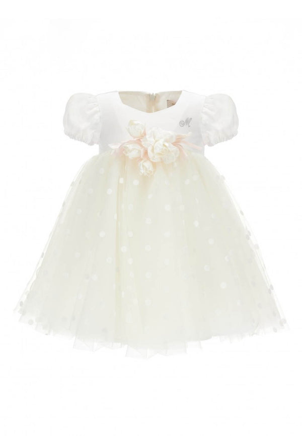 Monnalisa Bianted White Dress in Tulle
